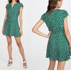 Reformation Vikki green floral button-up mini dress size 4